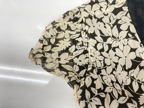 ラルフローレン RalphLauren ポロ POLO 現行タグ カシュクール ラップ ドレス ラップシルエット フレアスリーブ ロング丈 花柄 リボン BEIGE ベージュ系 ブラウン系 211705176001 ワンピース 花・植物 ベージュ SIZE4 104LT-193