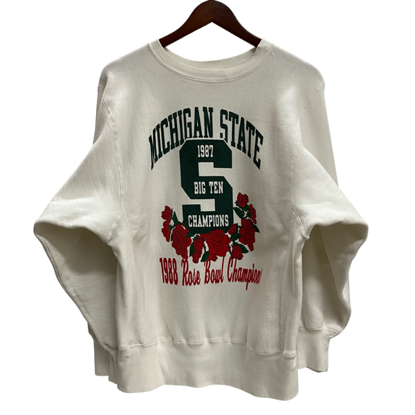 【曜日割引対象外】 チャンピオン Champion 80's リバースウィーブ MICHIGAN STATE 1987 BIG TEN CHAMPIONS 1988 Rose Bowl Champions スウェット ホワイト Mサイズ 201MT-4779 VB