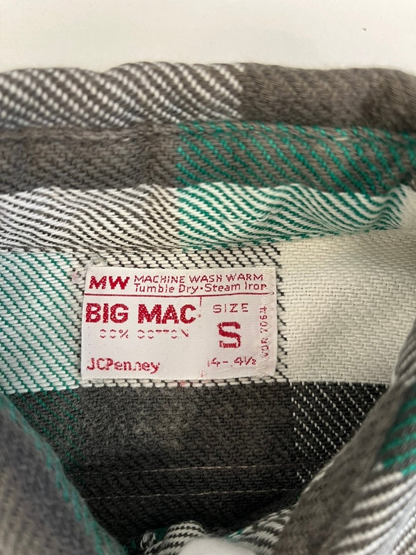 ビッグマック BIG MAC 70s～ Vintage ヴィンテージ コットン ネルシャツ チェックシャツ  緑系 長袖シャツ グリーン Sサイズ 101MT-4093
