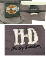 ハーレーダビットソン Harley Davidson 90's 90s H.D.LOGO  ロゴ ベースボールシャツ Baseballl バイカラー ツートン ストライプ ヘンリーネック USA製 - Tシャツ ブラウン フリーサイズ 101MT-3483