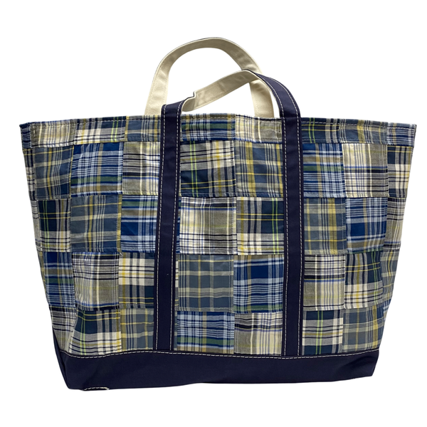 【曜日割引対象外】 エルエルビーン L.L.Bean 特大トートバッグ チェック パッチワーク 5956 バッグ メンズバッグ トートバッグ ブルー 201goods-697 VB