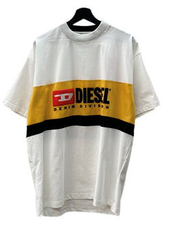 ディーゼル DIESEL T STREAP DIVISION ロゴ Tシャツ クルーネック 半袖 カットソー 刺繍 白 A03750 Tシャツ ロゴ ホワイト Mサイズ 104MT-1338