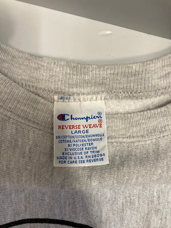 チャンピオン Champion 90s 刺繍タグ ヴィンテージ Vintage リバースウィーブ REVERSE WEAVE  US古着 USA製 BOLD WARRIORS バスケ スウェット グレー Lサイズ 101MT-3029