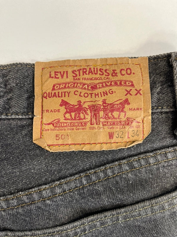 リーバイス Levi's 90’ß 90s 501先染め ブラックデニム ボタン裏532 USA製 アメリカ製 デニム ブラック W32×L34 101MB-624