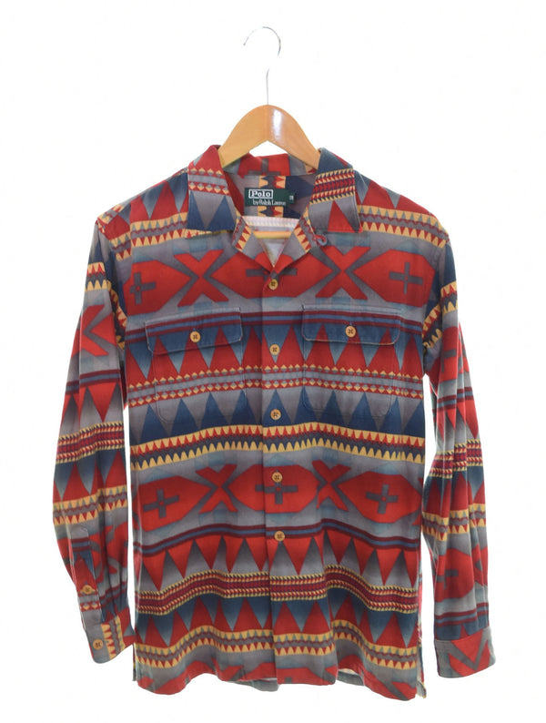 ラルフローレン RalphLauren 90s ネイティブ柄 プリントネルシャツ 開襟 オープンカラー 90's 総柄 170 長袖シャツ マルチカラー 103MT-2656