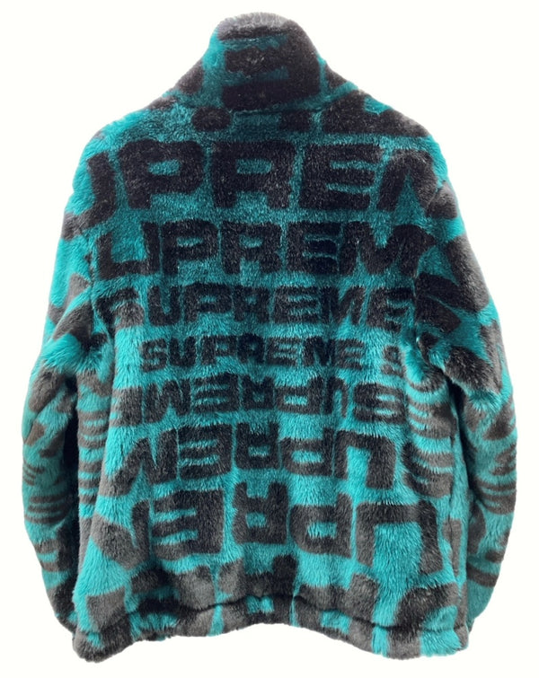 シュプリーム SUPREME 18SS Faux Fur Repeater Bomber Jacket フェイク ファー リピータ ボンバー ジャケット Dark Teal 緑 ジャケット ロゴ グリーン Mサイズ 104MT-563