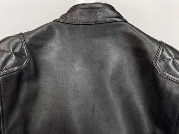 カドヤ KADOYA EVO パデッドライダース シングル ライダースジャケット レザージャケット サイドレース レースアップ 牛革 黒 　 ジャケット 無地 ブラック Lサイズ 104MT-2130