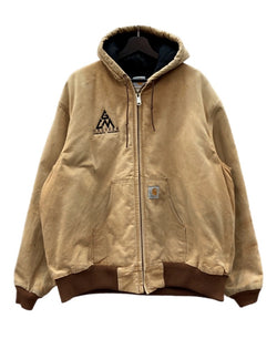 カーハート Carhartt ACTIVE JACKET アクティブジャケット ジップアップ 企業ロゴ フーディ ダック地 キャメル アウター 茶 ジャケット ロゴ ブラウン 2XLサイズ 104MT-1875
