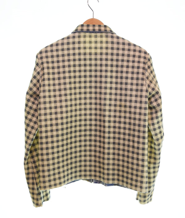 トーキング アバウト ジ アブストラクション TALKING ABOUT THE ABSTRACTION 転写 Wool Jacket ウール ジャケット 3rd TYPE チェック リバーシブル 2 ジャケット ブルー 103MT-2335