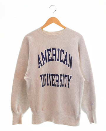 チャンピオン Champion 90s 90's 90年代 刺繍タグ Reverse Weave Sweat Shirt リバースウィーブ American University カレッジロゴ スウェット グレー Lサイズ 103MT-1566