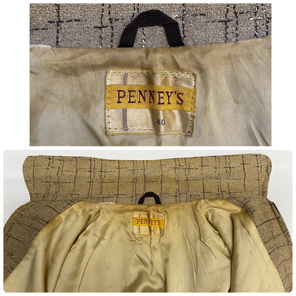 【曜日割引対象外】 ぺニーズ PENNEY’S 50's Brill Brosジップ ウールネップ ジャケット ベージュ 40サイズ 201MT-4482 VB