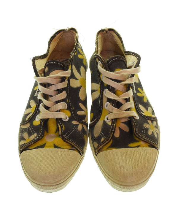 ヴァンズ 90s Made in USA Flower Power 90's USA製 フラワーパワー 花柄 メンズ靴 スニーカー ブラック 8 1/2 103S-1125