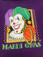 US US古着 90's 90年代 FRUIT OF THE LOOM BESTタグ Mardi Gras マルディグラ ピエロ アートT  シングルステッチ MADE IN USA アメリカ製 ヴィンテージ VINTAGE XL Tシャツ パープル LLサイズ 101MT-4917
