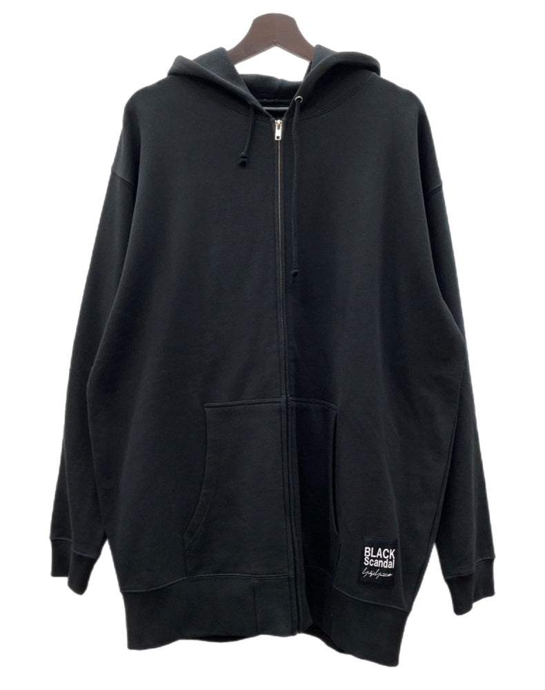 ヨウジヤマモト フードスウェットバーカー 黒2 30/10 FLEECE SIGNATURE EMBROIDERY HOODIE(XS Black): Yohji Yamamoto