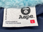アベイシングエイプ A BATHING APE MOONFACE HOODED FLUFFY VARSITY JACKET ムーンフェイス フーディ バーシティジャケット 青 ジャケット ロゴ ブルー Lサイズ 104MT-2082