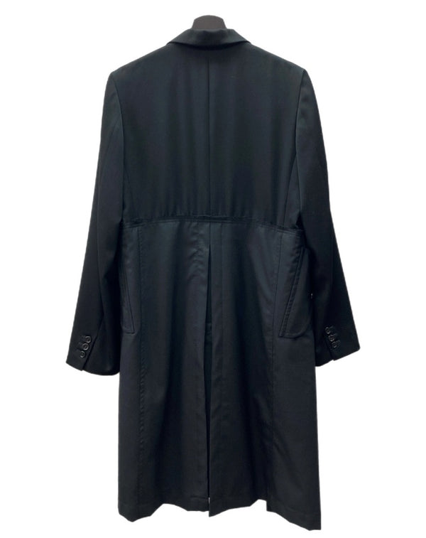 コムデギャルソン COMME des GARCONS BLACK LONG COAT ロング コート ドッキング ボタン チェスター アウター ジャケット 黒 1E-J009 ジャケット 無地 ブラック Mサイズ 104MT-1551