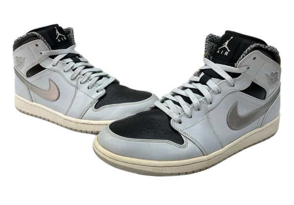 ナイキ NIKE 16年製 AIR JORDAN 1 MID PURE PLATINUM エア ジョーダン ミッド ピュア プラチナム AJ1 シューズ 灰 黒 銀 554724-032 メンズ靴 スニーカー グレー 29cm 104S-827