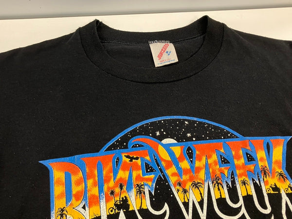 ハーレーダビットソン Harley Davidson 80's 80s JERZEES Daytona Bike Week Vintage 1988 バイク モーターサイクル イーグル シングルステッチ Tシャツ ブラック Mサイズ 101MT-3484