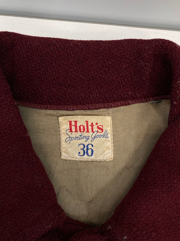 【曜日割引対象外】ヴィンテージ vintage 50s 60s Holt's ホルツ スタジャン ワッペン  サイズ36 ジャケット ワインレッド 101MT-3331