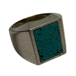【中古】ハイドアンドシーク HIDE AND SEEK ターコイズリング スクエア 16号 メンズジュエリー・アクセサリー 指輪・リング シルバー 201goods-812