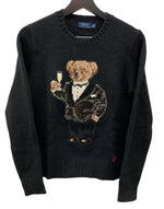 ラルフローレン RalphLauren ポロ POLO 現行タグ Polo Bear ポロベア タキシード Knit ニット ウール カシミヤ混 キャメル混 スパンコール 刺繍 BLACK 黒 211763874001 セーター ロゴ ブラック Sサイズ 104LT-197