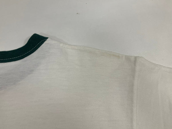 チャンピオン Champion 70's 70年代 バータグ リンガーT CULVER STAFF プリント vintage ヴィンテージ made in USA アメリカ製 グリーン Tシャツ ホワイト Mサイズ 101MT-4130