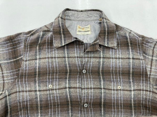 ヴィンテージ  vintage 50s～ 50年代 VAN HEUSEN ヴァン・ヒューゼン VHタグ  オープンカラー 開襟 ブラウン グレー 長袖シャツ チェック マルチカラー 104MT-1307