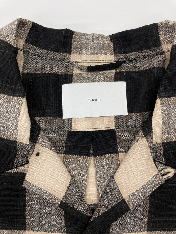シュガーヒル SUGARHILL 23SS OMBRE PLAID LOOSE OPEN COLLAR BLOUSE オンブレ オープンカラー シャツ 開襟 茶 黒 23SSSH02 サイズ 0 長袖シャツ チェック ブラック 104MT-2111