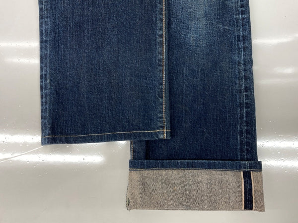 ダブルアールエル RRL DENIM PANTS デニム パンツ 赤耳 セルビッチ ボタンフライ ジーパン ジーンズ USA製 Ralph Lauren インディゴ 青 ロゴ デニム ブルー 34×32 104MB-352