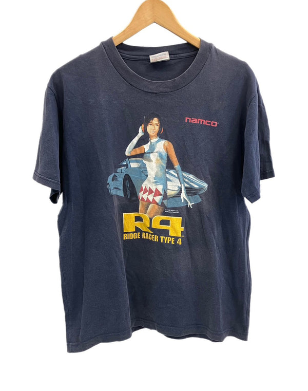 ヴィンテージ vintage 90's Hanes namco PlayStation レースゲーム RIDGE RACER TYPE 4 1998 ナムコ リッジレーサー GAME PROMO  XL Tシャツ ネイビー LLサイズ 101MT-3511