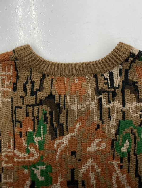 シュプリーム SUPREME 22AW Trebark Camo Sweater ツリーバーク カモ セーター カモフラ クルーネック ニット 茶 セーター カモフラージュ・迷彩 ブラウン Mサイズ 104MT-1258