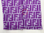 フェンディ FENDI ジーンズ JEANS ズッカ柄 ロングスリーブ ブラウス ステンカラー シアー フロントボタン ロゴボタン ウエストライン イタリア製 PURPLE 紫 10.54224 長袖シャツ 総柄 パープル 104LT-231