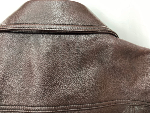 ワイツーレザー Y'2 leather シングル ライダースジャケット レザージャケット 猫目ボタン ツートン 切り替え 牛革 ダークブラウン 茶色 サイズ38 ジャケット 無地 ブラウン 104MT-1946