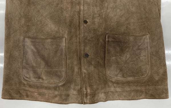 ラルフローレン RalphLauren 80s 90s POLO COUNTRY スウェード レザー カバーオール アウター 裏地ネル 茶色 ジャケット 無地 ブラウン Lサイズ 104MT-2285