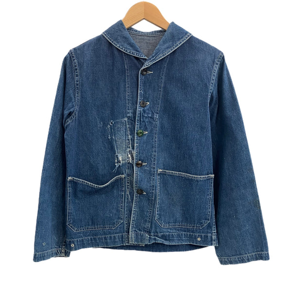 ミリタリー MILITARY 50’s 50年代 Vintage ヴィンテージ US NAVY アメリカ軍 デニム ショールカラー ヘチマ襟 カバーオール - ジャケット ブルー 101MT-4177