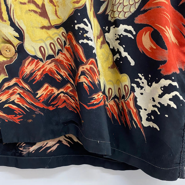 【曜日割引対象外】 リアルマッコイズ THE REAL McCOY'S レーヨン アロハシャツ 龍 虎柄 半袖シャツ ブラック Mサイズ 201MT-4249 VB