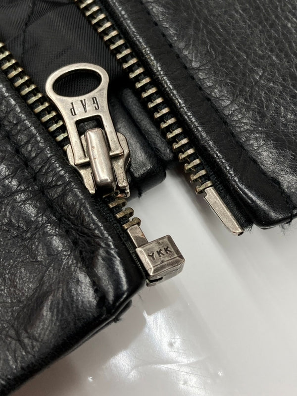 ギャップ GAP 90s LEATHER JACKET レザー ジャケット ジップアップ OLDGAP オールドギャップ アウター 黒 ジャケット 無地 ブラック Lサイズ 104MT-2106