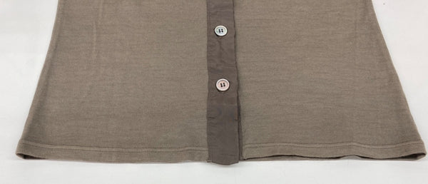 ワイズ Y's フォーリビング for living 薄手 シャツ ブラウス 丸襟フロントボタン 異素材 WOOL ウール 毛 日本製 BEIGE BROWN  カーディガン 無地 ブラウン 104LT-246