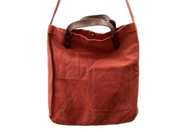 ダブルアールエル RRL 2Way TOTE BAG トート バッグ レザーハンドル キャンバス 斜め掛け かばん 赤 バッグ メンズバッグ トートバッグ ロゴ レッド 104B-88