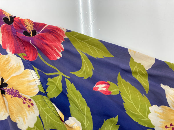 ヴィンテージ vintage 50s 50年代 CAMERON of CALIFORNIA ALOHA SHIRT アロハシャツ 長袖 オープンカラー 開襟 フェード ナス紺 長袖シャツ 総柄 マルチカラー Lサイズ 104MT-1827