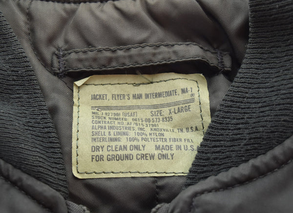 アルファ ALPHA USAF MA-1 フライトジャケット MIL-J-82790J ジャケット ブラック LLサイズ 103MT-3214