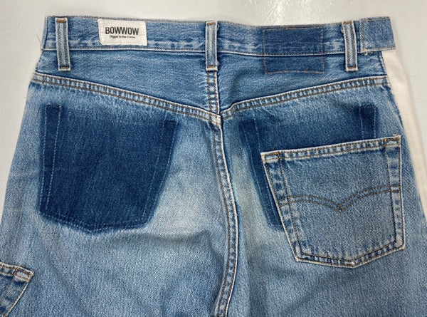 バウワウ BOWWOW REMAKE DENIM PANTS リメイク デニム パンツ 再構築 ボタンフライ ジャージ ジーンズ ズボン 青 黒 無地 BW1801-WLP デニム ブルー Mサイズ 104MB-159