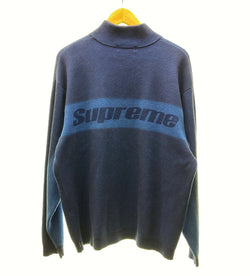 シュプリーム SUPREME 2-Tone Ribbed Zip Up Sweater ジップアップ リブ ニット モックネック バイカラー NAVY 紺 BLUE 青 - セーター ロゴ ネイビー Mサイズ 104MT-344