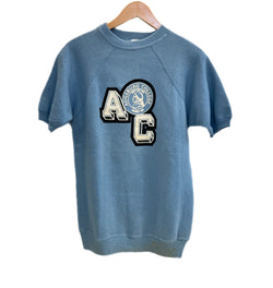 チャンピオン Champion 60's 60年代  C中ランタグ ラグランスリーブ カレッジ フロッキー プリント vintage ヴィンテージ 半袖 スウェット ブルー Mサイズ 101MT-4274