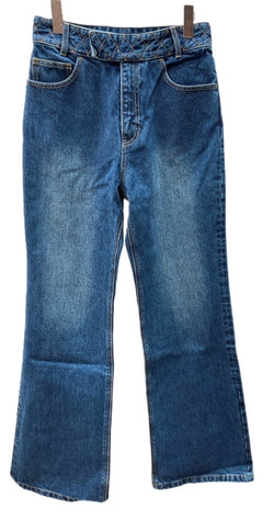 ボーダーズアットバルコニー BORDERS at BALCONY 22SS FLARE DENIM PANTS フレア デニムパンツ ジーンズ JEANS キルティングステッチ BLUE 青 INDIGO インディゴ SIZE38 BD2121-3E-09 デニム ロゴ ブルー 104LB-23