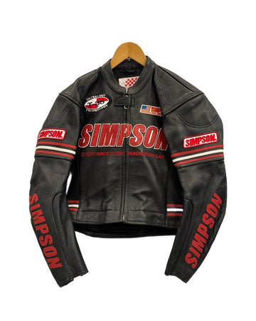 シンプソン 2way レザー 牛革 シングル ライダースジャケット L バイカー シンプソン 2way レザー 牛革 シングル ライダースジャケット L