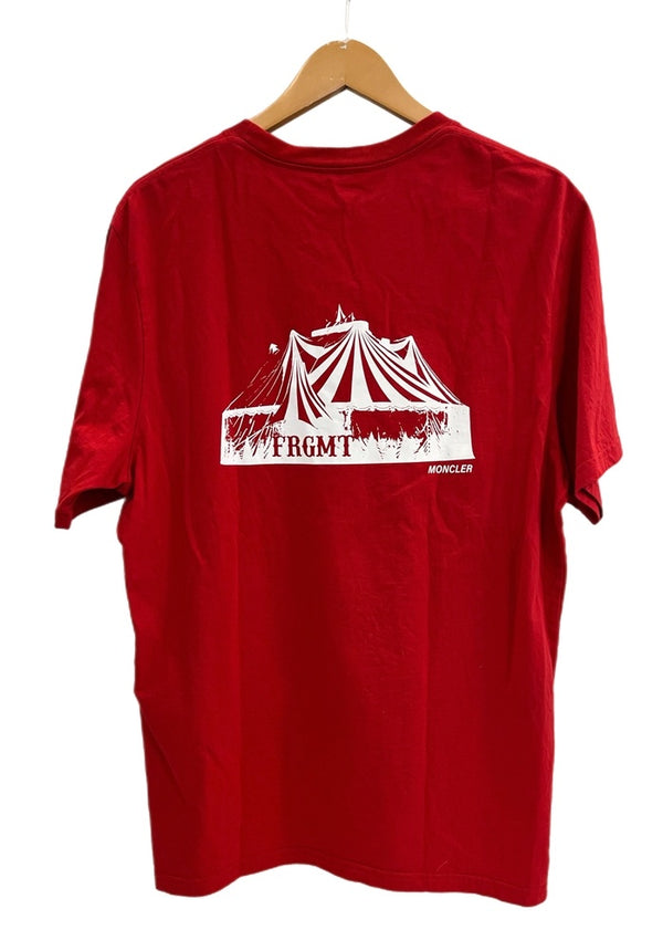 モンクレール MONCLER GENIUS ジーニアス 半袖カットソー 赤 ロゴプリント バックプリント Tシャツ レッド Sサイズ 101MT-4420