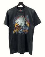 ヴィンテージ vintage 90s Harley Davidson ハーレー ダビッドソン 3D EMBLEM T-SHIRT エンブレム Tシャツ イーグル 前面プリント 黒 Tシャツ ロゴ ブラック Lサイズ 104MT-1210