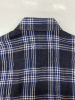 メゾンマルジェラ Maison Margiela LINEN CHECK SHIRT リネン チェック シャツ ボタンダウン BD 長袖 麻 薄手 青 S50DL0282 S44742 サイズ 38 長袖シャツ チェック ブルー 104MT-1072