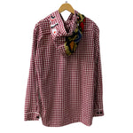 アベイシングエイプ A BATHING APE ファーストカモ 1st カモ シャーク WGM ギンガムチェック 長袖シャツ レッド XXLサイズ 201MT-4312